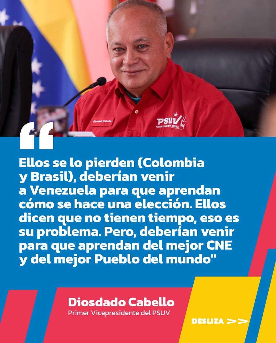 ConElMazoDando's tweet photo. #ConNicoNosotrosVenceremos | Este lunes, 10 de junio, el primer vicepresidente del Partido Socialista Unido de Venezuela (@PartidoPSUV), Diosdado Cabello (@dcabellor), afirmó que la oposición cuenta con “cantadores de fraude profesionales”, los cuales se hacen presentes cada vez que pierden una elección.

#NicoTieneLasRiendas #10Jun