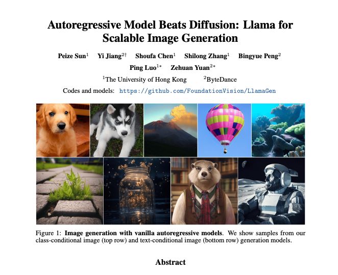 Autoregressive Model Beats Diffusion

Llama for Scalable Image Generation

We introduce LlamaGen, a new family of image generation models that apply original ``next-token prediction'' paradigm of large language models to visual generation domain. It is an affirmative