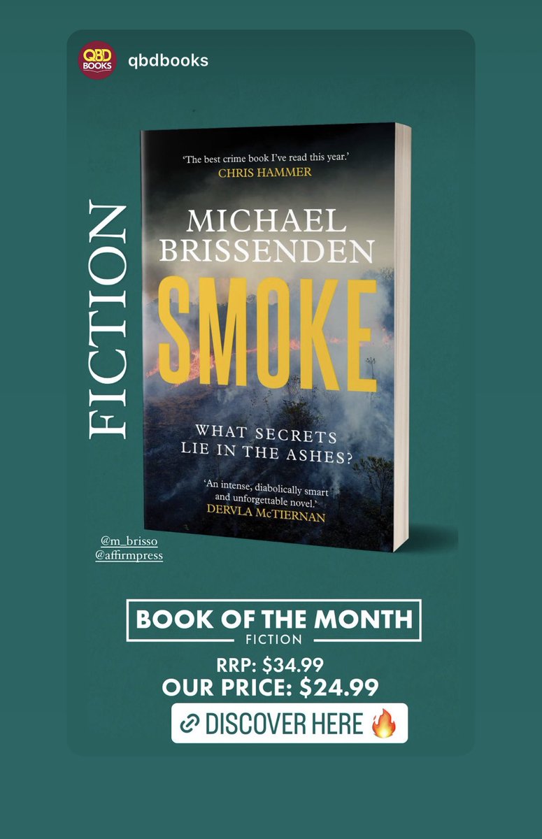 Big shoutout to <a href="/QBDBooks/">QBD Books</a> and all their brilliant shop staff for their enthusiastic embrace of ‘Smoke’ as their fiction book of the month for June. #smoke <a href="/AffirmPress/">Affirm Press</a>