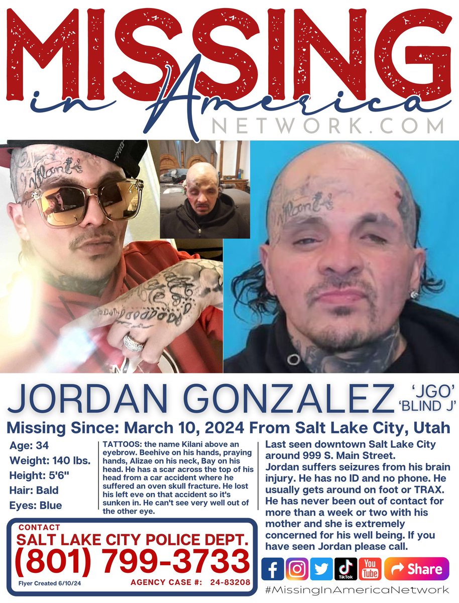 missingNamerica's tweet photo. Jordan Gonzales (34 At Time) ๐จ MISSING ๐จ #BOLO ๐ Salt Lake City, Utah since 3/10/24
#MissingInAmericaNetwork ๐บ๐ธ #MissingInUtah
#CareAndShare ๐ @GurlGeekInFL @Terra_Diane @ArcticfoxTrue @miracle4missing @JointheMOBcrew @erin_knabel @Freyja55228624 @truecrimereplay @TrueCrimeSister @AwarenessTCS @jodicita @lauri0226 @GabbyFind @aware_the @danijbuth @SleuthMom12 @CrimeNJusticeYT @misslmrodriguez @iamlegacy23 @Chloe_DXM @901Lulu @LESLEY000007 @KathiVampyKay @momsource_org @RetweetPeople1 @weston_tina @sfamdk @M1SSINGPERSONS @stuarwebb2 @Jccindy1Cynthia @AnalystHealth @TJ_Ormseth @stars2p @vern_gilbert @CoffindafferFBI @BanfieldonNN @dateline_keith @fox13 @abc4utah