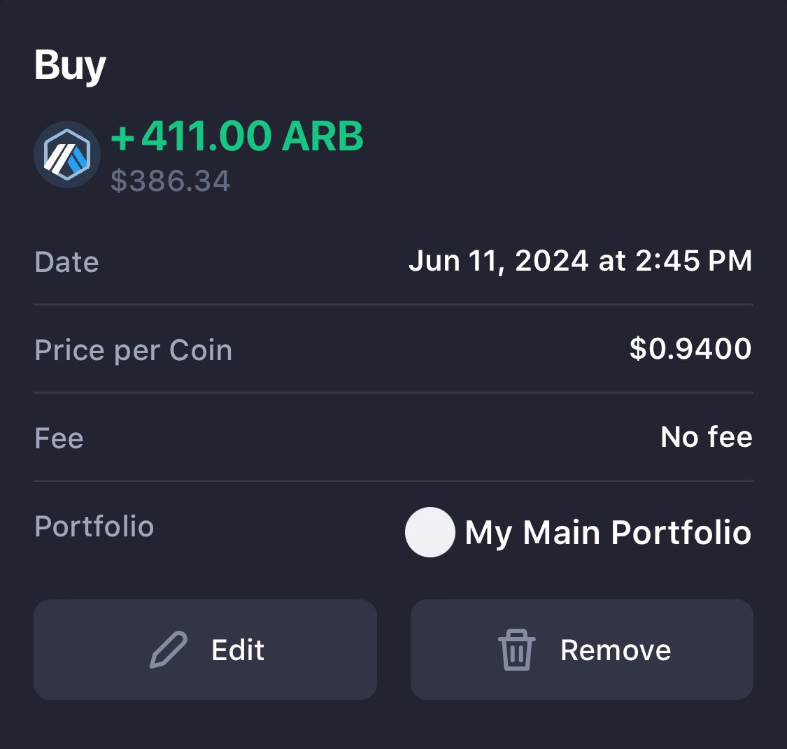 kingstonBTC's tweet photo. DCAed into $ARB $PYR https://t.co/IpT51QbjWc