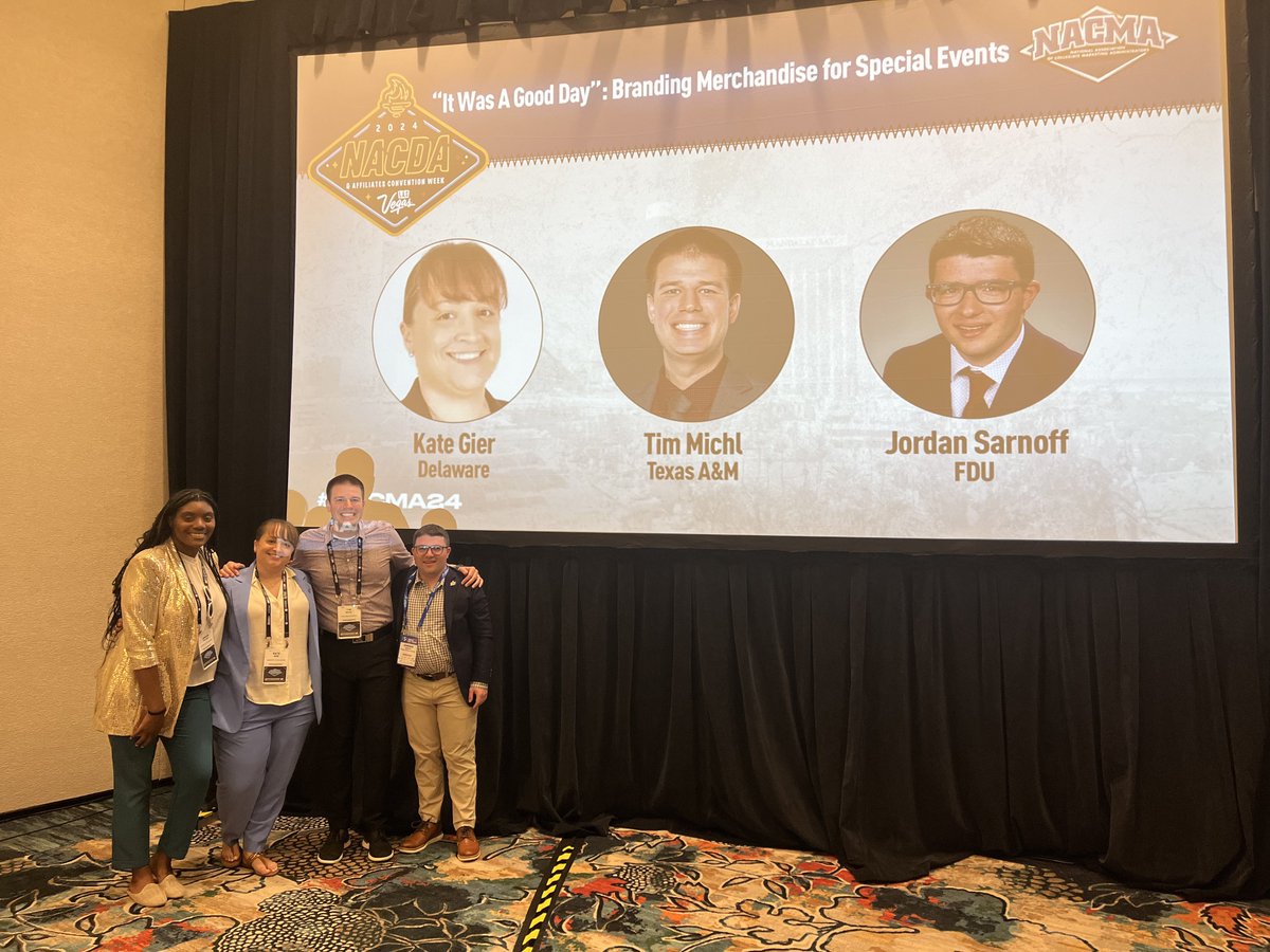 JordanSarnoff's tweet image. Had a blast presenting today alongside Ariana, Kate and Tim on the topic of licensing around special events, anniversaries and championships at @NACDA and @NACMANews!
