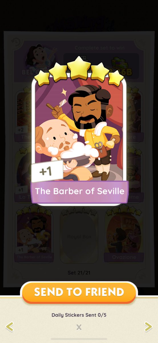 cosmicdanii's tweet image. wtt 5 stars 1:1 🤲🏻  #MonopolyGo #MonopolyGoTrade 

have: 
the barber of seville (21)
washboard tunes (15)
flutiful (15)

need: 
smash hit (14)
bias wrecker (16)
bucket dreams (20)