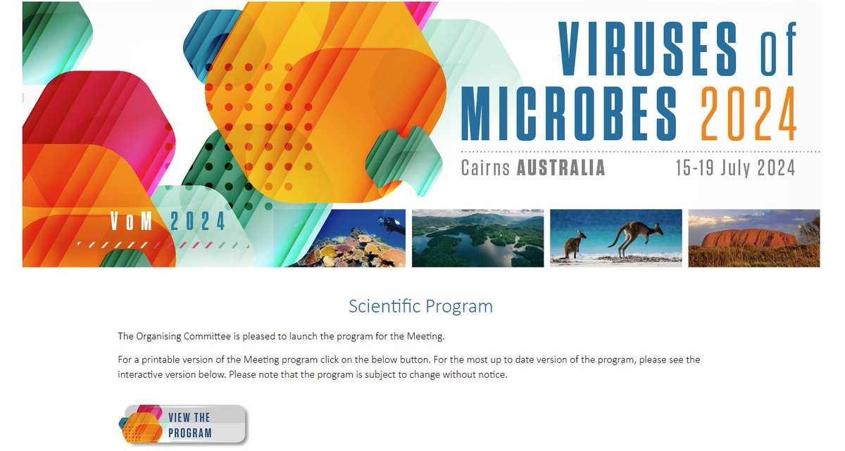 Viruses of Microbes 2024 (@vom_2024) on Twitter photo With just 34 days till #VoM2024 - make sure you check out the full program here: vom2024.org/scientific-pro…
Get ready for 5 days of keynote speakers, invited speakers, ECR talks, poster sessions, and networking opportunities at the beautiful <a href="/CCC_Cairns/">Cairns Convention Centre</a>! With just 34 days till #VoM2024 - make sure you check out the full program here: vom2024.org/scientific-pro…
Get ready for 5 days of keynote speakers, invited speakers, ECR talks, poster sessions, and networking opportunities at the beautiful <a href="/CCC_Cairns/">Cairns Convention Centre</a>!