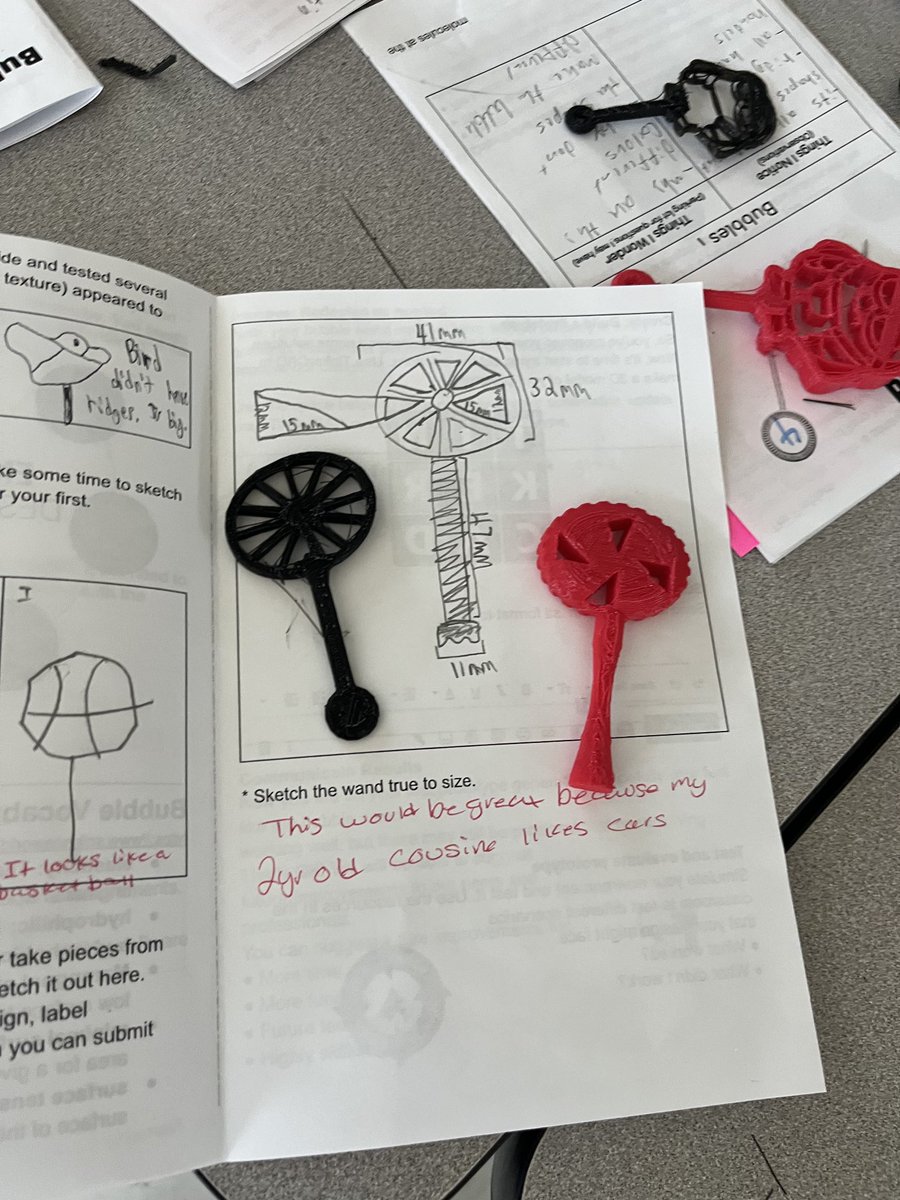 NMSTechClass's tweet image. Bubble Wands designed in #tinkercad and printed with #makerbot. Then tested outside. The creativity was flowing ⁦@NorthbridgePS⁩