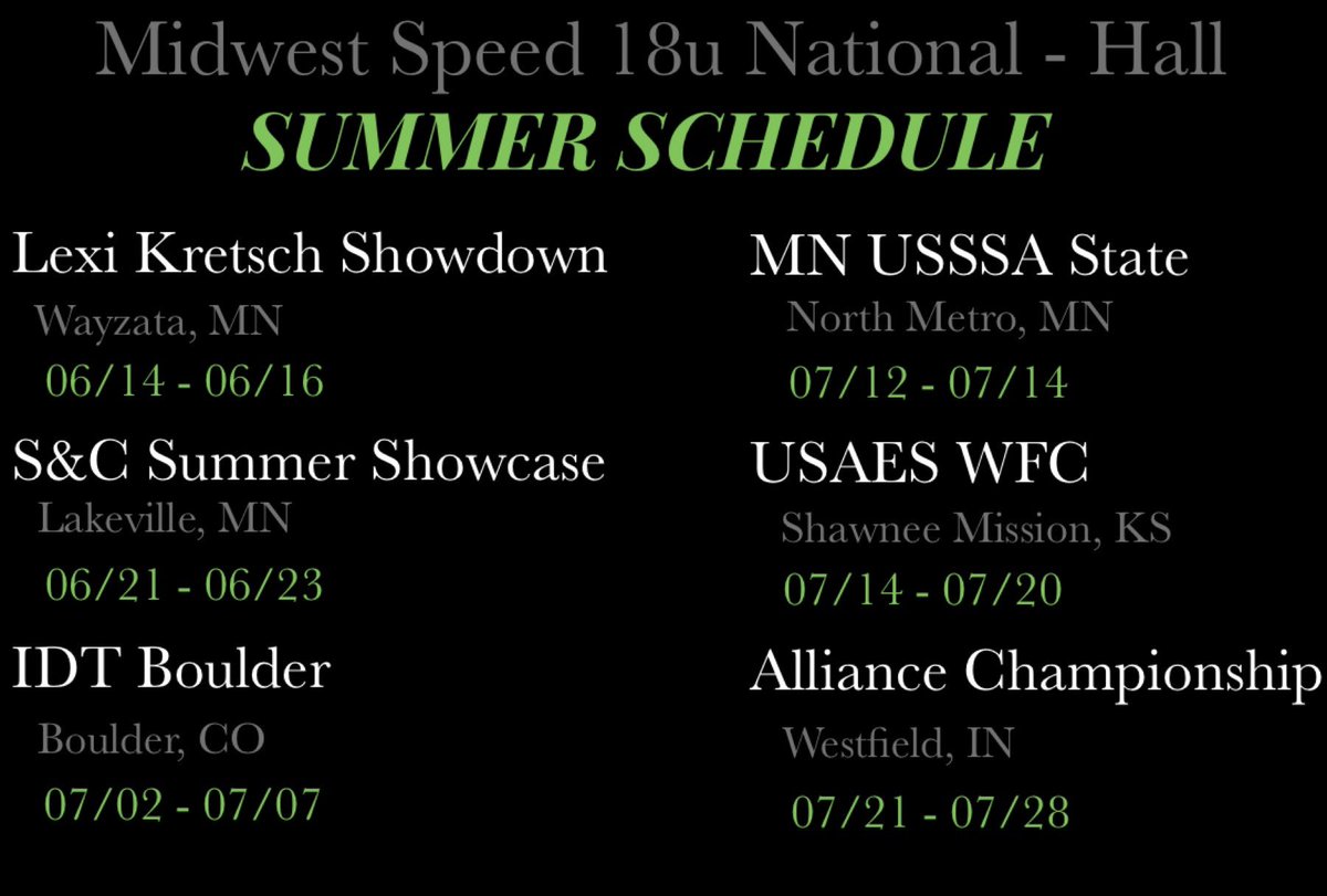 Excited to kick off the summer season with my team this weekend!! 💚🔥
Full Summer Schedule⬇️ 
<a href="/MIDWESTSPEEDSC/">Sean Hall</a>