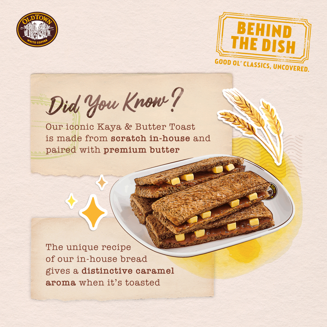 Our Kaya &amp; Butter toast isn’t just your average toast 📣🍞✨ 
We pour our hearts into the little details, crafting each slice with artisanal care. Come experience the warm caramalised aroma that sets our bread apart. 🥰

#OldTownWhiteCoffee #OldTownClassics #BehindtheDish