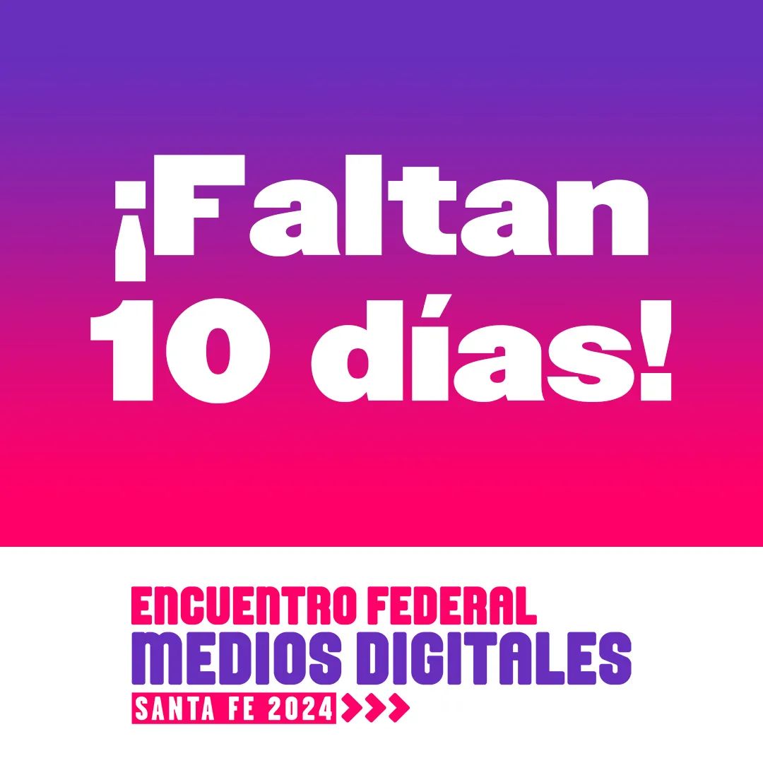 periodicas_ar's tweet photo. 📣 ENCUENTRO NACIONAL @ReddeMediosDig 2024
Comenzó la cuenta regresiva! 🙌🏽
Del 21 al 23 de junio realizaremos nuestro encuentro anual y las @periodicas_ar seremos las anfitrionas en #SantaFe https://t.co/wPATKEZX3l