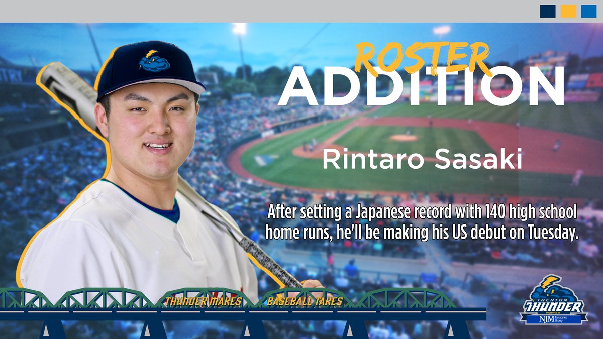 Roster Addition!
Expected to make his home debut Friday, 6/14, top Japanese prospect and Stanford Baseball slugger Rintaro Sasaki officially joins the Thunder Roster.