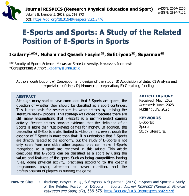 DrSethJenny's tweet photo. Citation of our #esportsresearch:
"E-Sports and Sports: A Study of the Related Position of E-Sports in Sports"
#Esports #Sport #AreEsportsSport #Gaming #CompetitiveGaming #ElectronicGaming
Full text: https://t.co/0Oe7UwjtZn https://t.co/UdO0KcwfCj