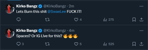 Wow, <a href="/KirkoBangz/">Kirko Bangz</a> and <a href="/SwaeLee/">Swae Lee Lee Swae</a> just rugged their token for +110 SOL...