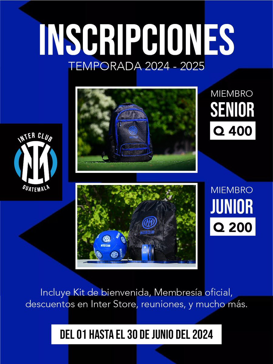 InterClubGT's tweet photo. Inicia nuestro ciclo de inscripciones para la temporada 2024-25.

No pierdan la oportunidad de unirse al club de aficionados oficial del @Inter_es en Guatemala ⭐️⚫️🔵⭐️.

Una comunidad donde puedes compartir tu pasión y además gozar de diferentes beneficios.

FORZA INTER SEMPRE https://t.co/G8J70Xl6rW