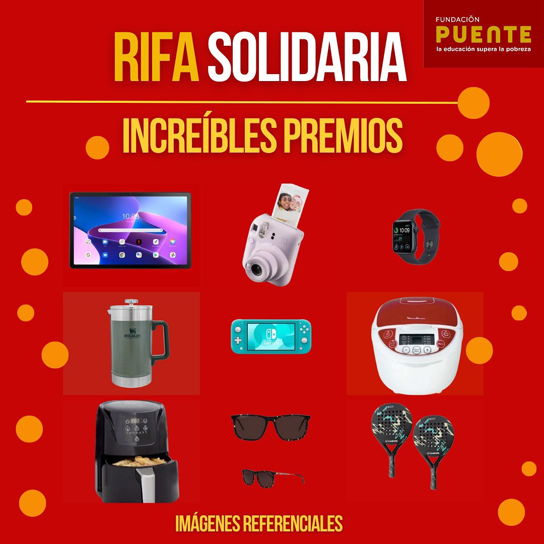 Se acerca el sorteo de nuestra Rifa Solidaria este 12 de junio  y te invitamos a jugártela por nuestros jóvenes becad@s. Si aún no has comprado tus números o quieres sumar más, no te preocupes ¡todavía estás a tiempo! Participa en fundacionpuente.cl/evento