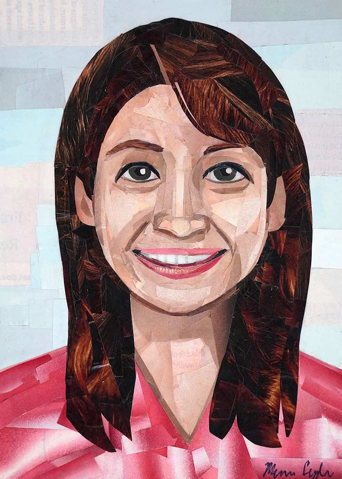 megancoyle's tweet photo. "Erin Hannon" is the seventeenth collage portrait made in my series inspired by The Office. It's made entirely from recycled magazines ✂️ https://t.co/gOGY3owxYa #erinhannon #elliekemper #theoffice https://t.co/Vi8Ccy5QNP