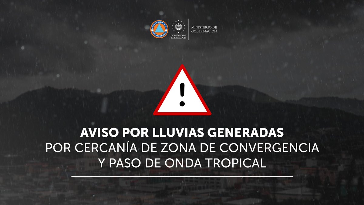 ⚠️ #ATENCIÓN ⚠️ Se emite 𝐀𝐕𝐈𝐒𝐎 debido a las lluvias generadas por la cercanía de la Zona de Convergencia Intertropical (ZCIT) y el paso de una onda tropical a nivel nacional.

👉🏼 Sigue las recomendaciones que brindamos para evitar incidentes.

ℹ️: acortar.link/vnaF1u