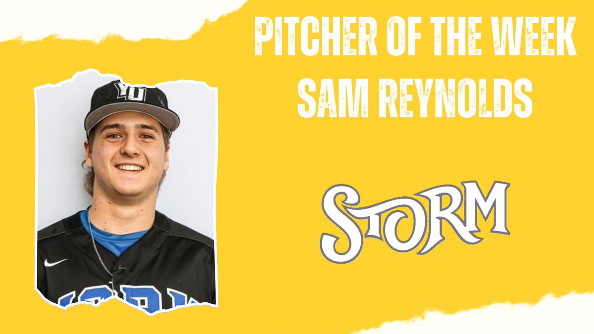 <a href="/cvclbaseball1/">Central Valley Collegiate League</a> Week 2 - Player of the Week

Sam Reynolds <a href="/YUPanthersBSB/">York University Baseball</a> 
Win 3 IP, 1 H, 0 R, 0 BB &amp; 4 K