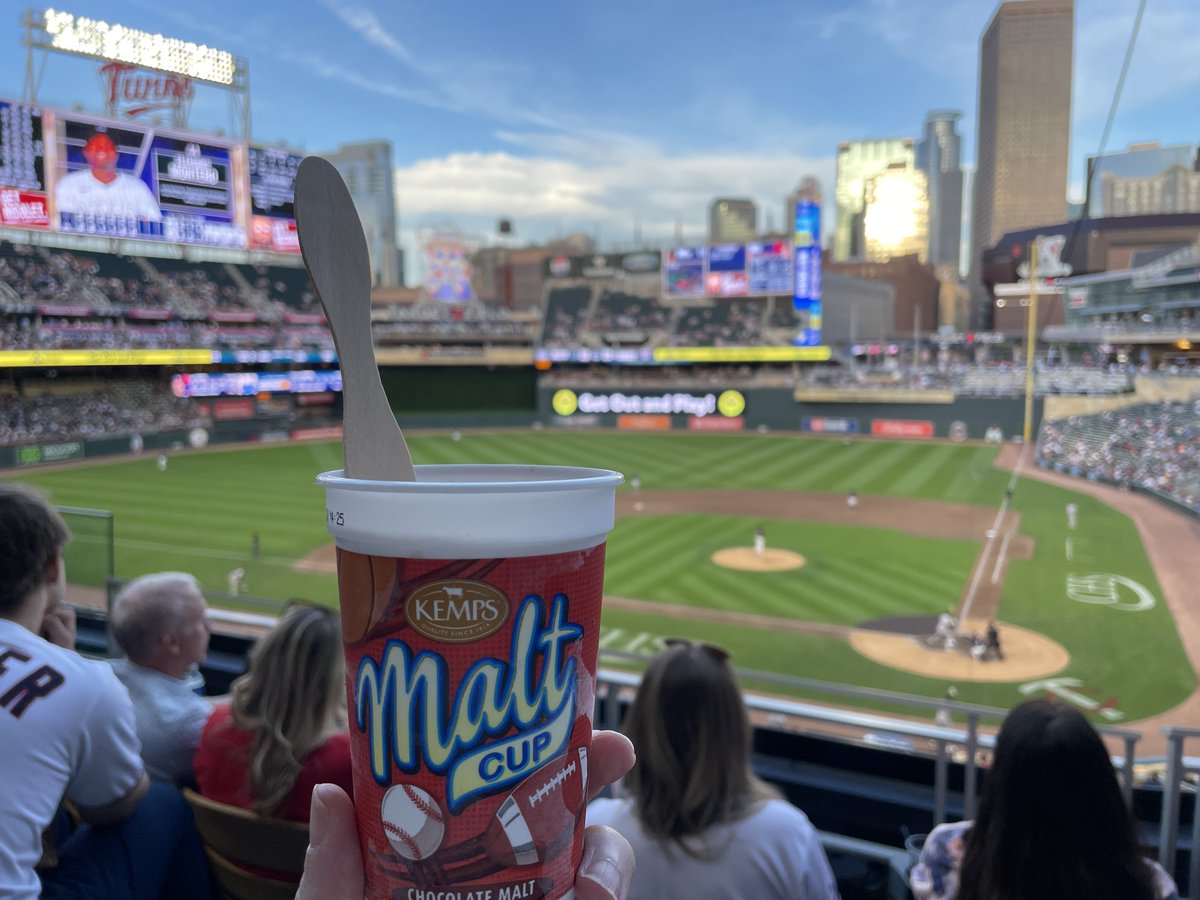 stevepincus's tweet photo. I’m back from PNC Park and at beautiful Target Field tonight, with a malt cup!  Let’s go ⁦@Twins⁩!  ⁦@DJGloveRepair⁩ https://t.co/fLZUbsofsT