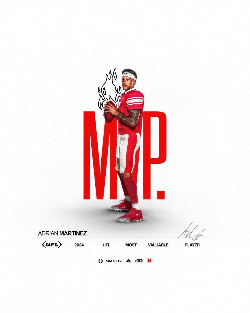 Nebraska Football (@huskerfootball) on Twitter photo ๐๐๐ฅ๐ฅ-๐๐๐ฌ๐๐ซ๐ฏ๐๐ <a href="/MartinezTheQB/">Adrian Martinez</a> ๐
Congrats on earning <a href="/TheUFL/">United Football League</a> MVP honors this season ๐๐ฅ
#GBR x #ProBigRed ๐๐๐ฅ๐ฅ-๐๐๐ฌ๐๐ซ๐ฏ๐๐ <a href="/MartinezTheQB/">Adrian Martinez</a> ๐
Congrats on earning <a href="/TheUFL/">United Football League</a> MVP honors this season ๐๐ฅ
#GBR x #ProBigRed