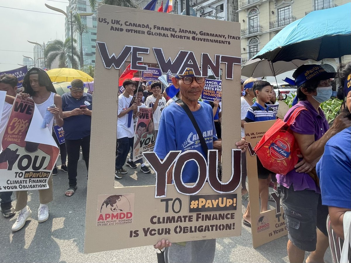 HAPPENING NOW | MANILA: Climate activists march to the US Embassy to demand G7 leaders and other Global North governments to #PayUp and deliver #ClimateFinance to the Global South. 📣
