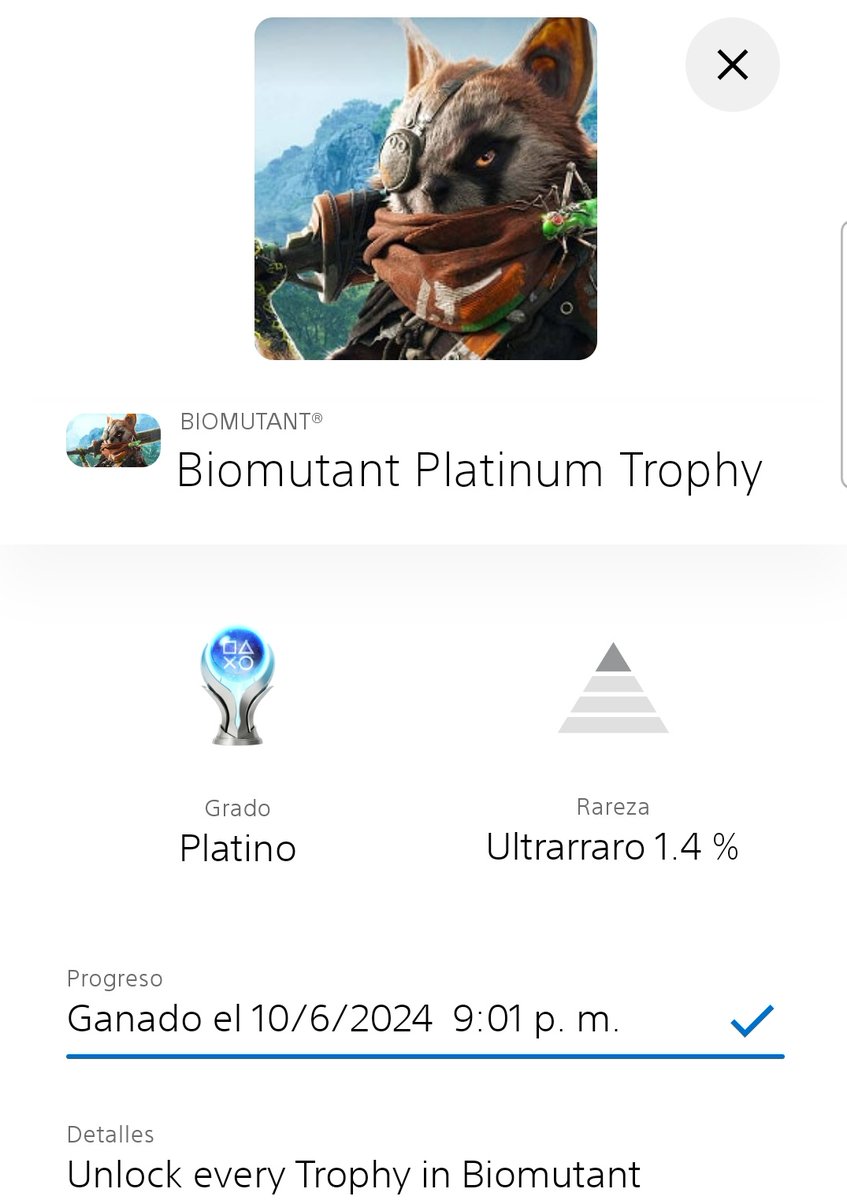 TangananicaGam1's tweet image. Platino N° 144
Biomutant
#SomosGamers🎮 #NuncaNosVanACambiarams😉 #TrophyHunter🏆 #TrofeoDePlatino🏆 #PS4