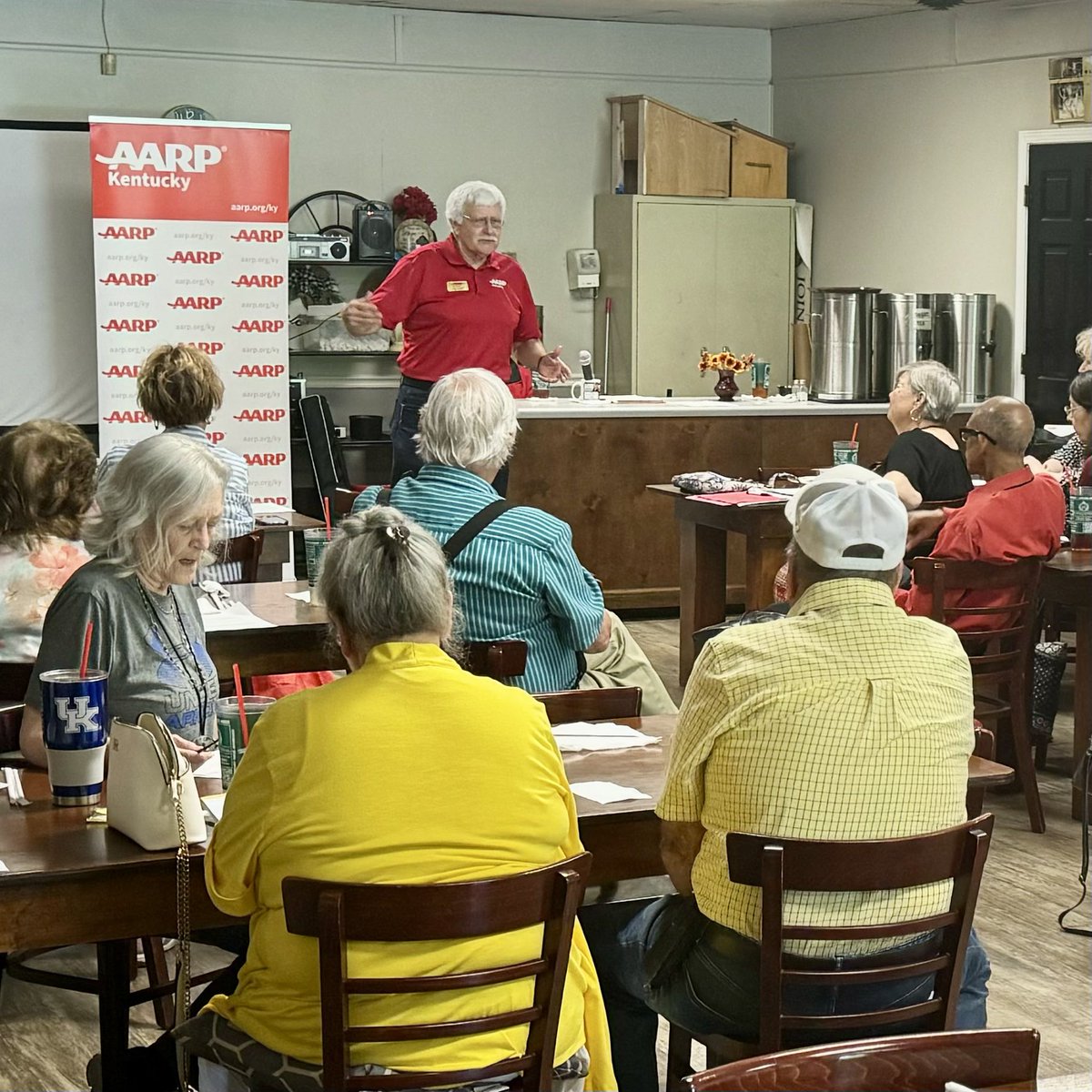 Thank you to AARP Hopkins County Chapter #3391 for hosting Gary Adkins, AARP Kentucky volunteer state president and <a href="/TroyJBroussard/">Troy J. Broussard</a>, state director. Gary shared how to spot warning signs of #scams and stop scammers. AARP fraud helpline, 877-908-3360, is free and available to all.
