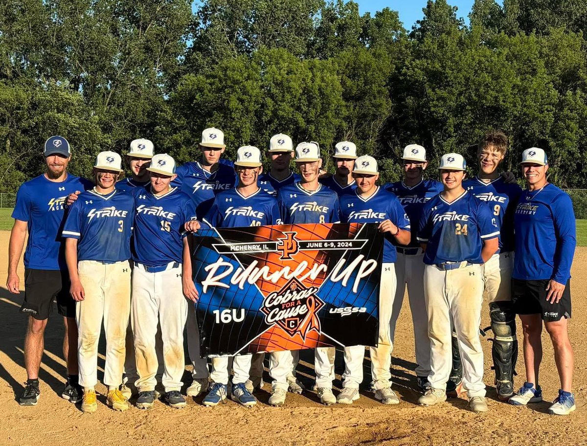Another tourney in the books! The weekend was highlighted by an improbable comeback victory in the semis after trailing 9-0 which featured a go-ahead grand slam from Wyatt Paulsen, leading the group to a 13-11 win.  #StrikeAcademy #16u #ILBaseball #cobrasforacause
