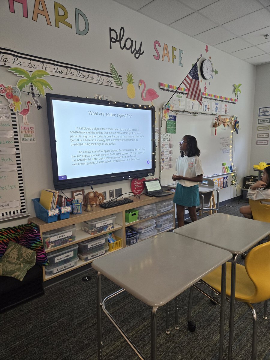 MsMarinelloAFES's tweet image. More interesting #teachtheclass topics today included: cricket, gymnastics,  singing/music, and astrology 🎉👏 What a fun day of learning from our classmates!