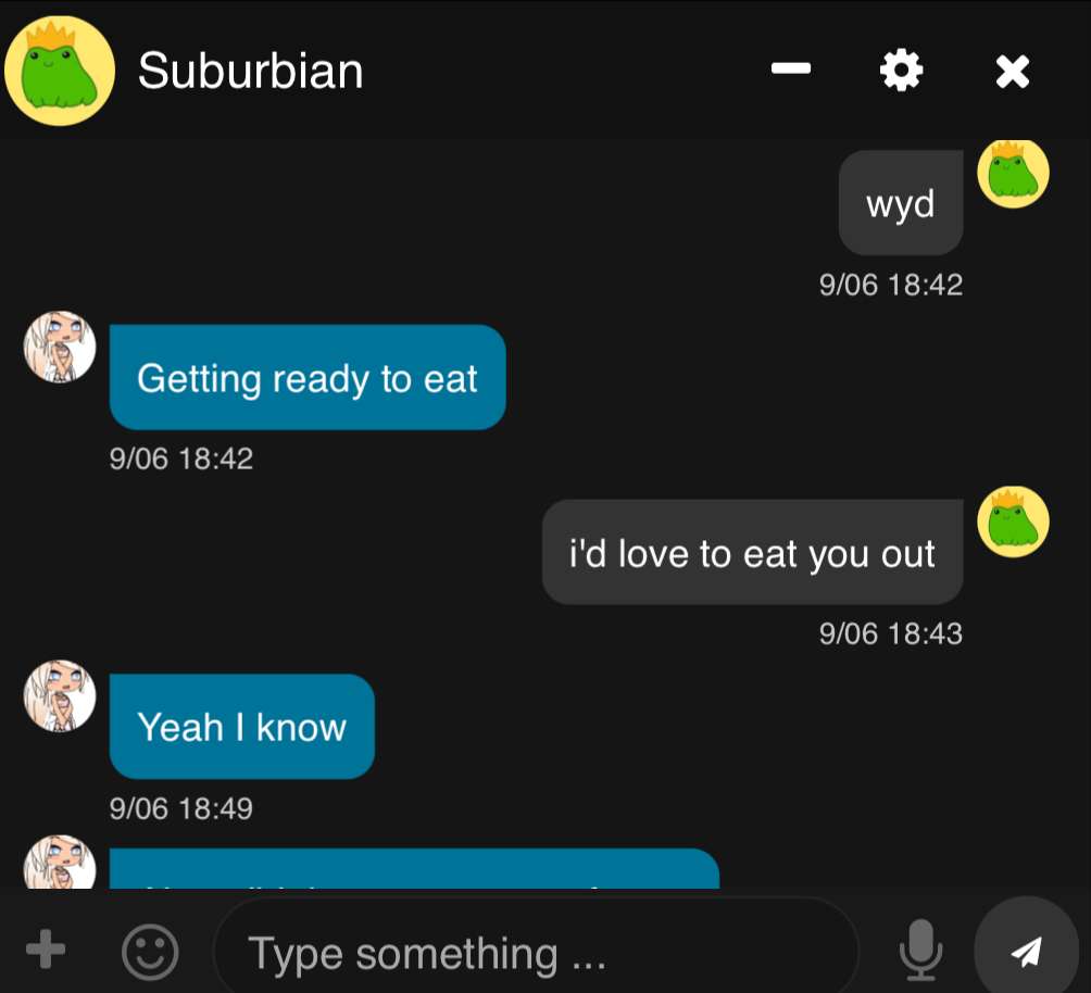 Agreg2025's tweet photo. #furrychat is ran by a pedophile named Suburbian. I just recently came online the website to finally out the fact that he is a pedo and just not even 5 minutes ago got banned by Sub for calling him out, along with his little cult of followers. 

Here's proof https://t.co/ehjcxNzOIM