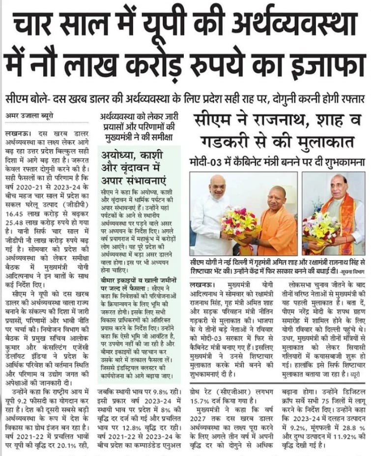 myogioffice's tweet photo. चार साल में यूपी की अर्थव्यवस्था में नौ लाख करोड़ रुपये का इजाफा https://t.co/3Zsd6wI0NV