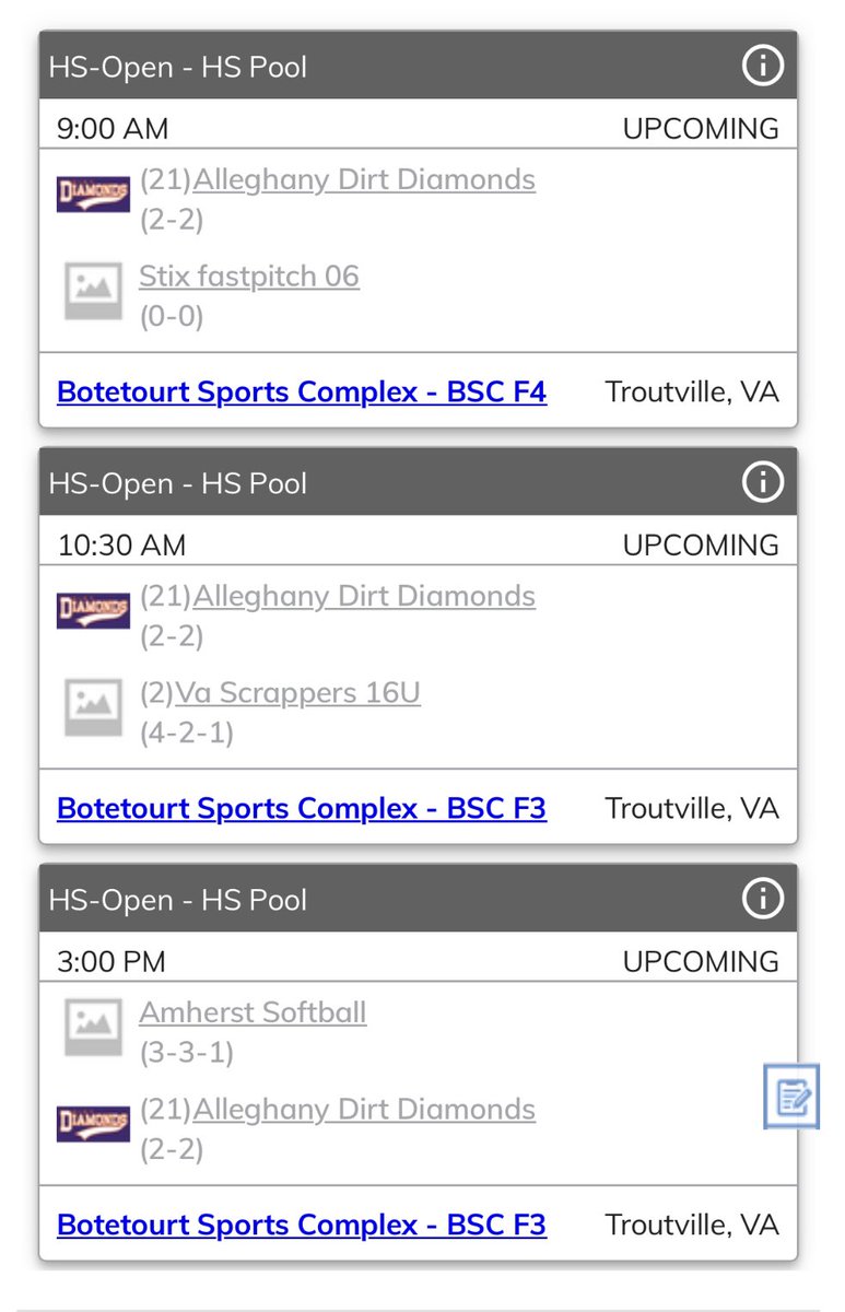 Playing at Botetourt Sports complex (VA) this weekend. Got a few out with vacation and looking for a guest player or two. Need an outfielder and possibly second base. Please comment if you would be interested. HSU. Looking for a full time outfielder as well if interested