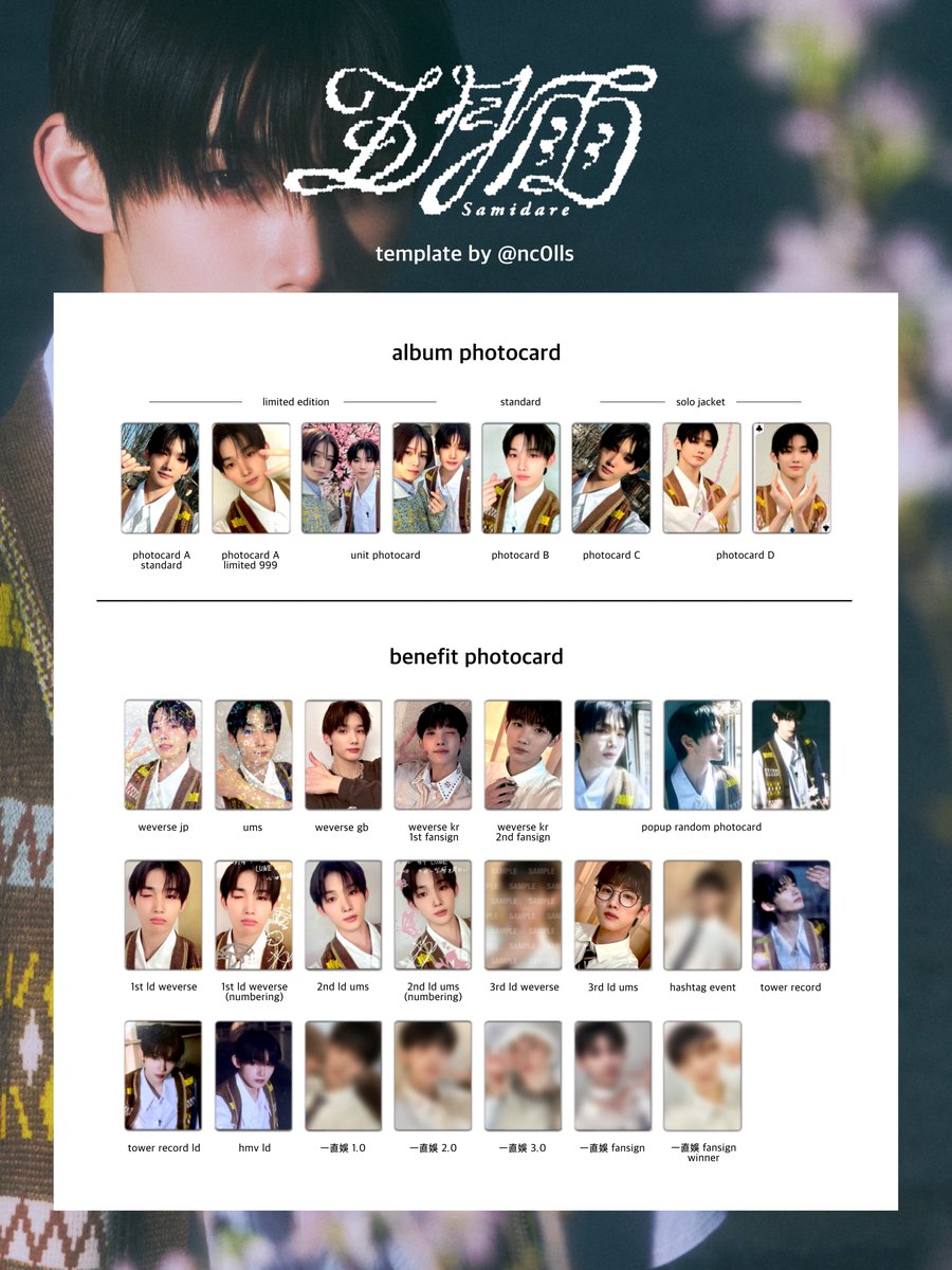 &TEAM andTEAM 1st Single 五月雨 samidare photocard list template