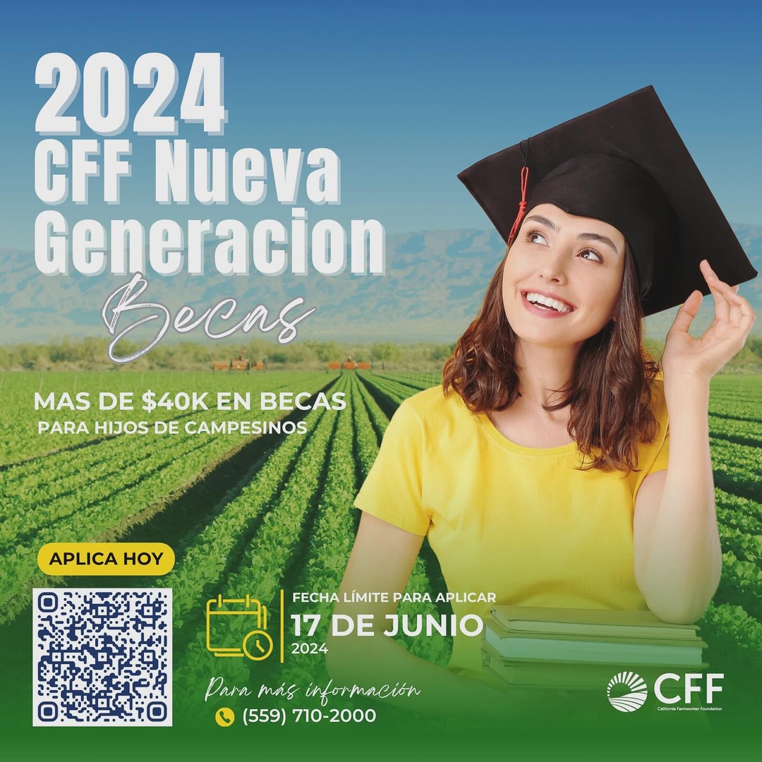 #DeadlineApproaching! 🚨 The #CFF Nueva Generación #Scholarship is open to students who are children of farmworkers pursuing higher ed.  

Applications due June 17! ⏰ 200+ children of farmworkers have turned their academic dreams into reality. Learn more: californiafarmworkers.org