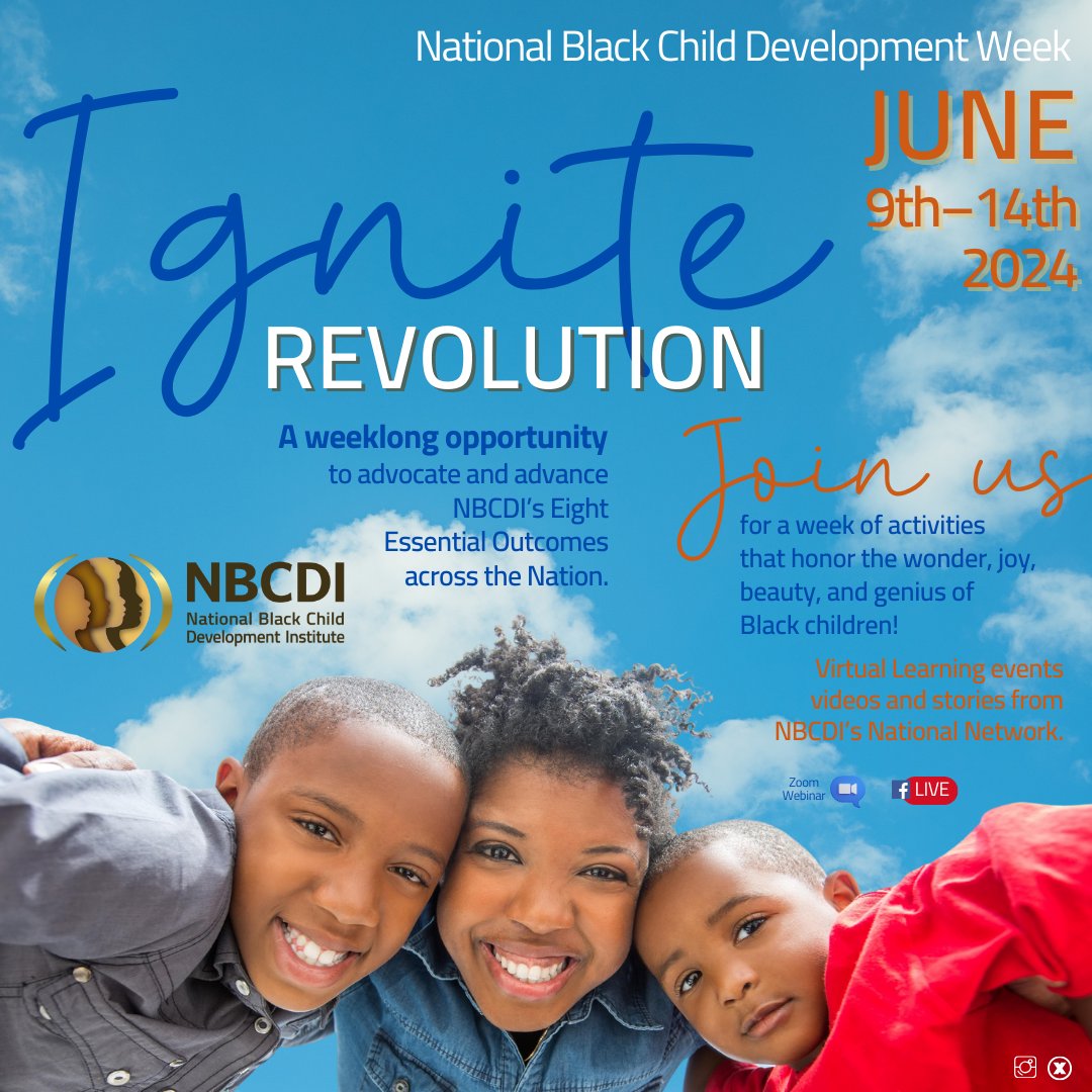 BCDIchi's tweet photo. National Black Child Development Week 2024 is here! 🎉

We will celebrate with @NBCDI the wonder, joy, beauty and genius of Black children!✊🏾

Tune into @NBCDI daily at 11am CST for events on Facebook or via Zoom  Link below⬇️

https://t.co/0SMaMwTNku
#NBCDW24 #NBCDI #BCDICHI https://t.co/bNeHQGnaD9