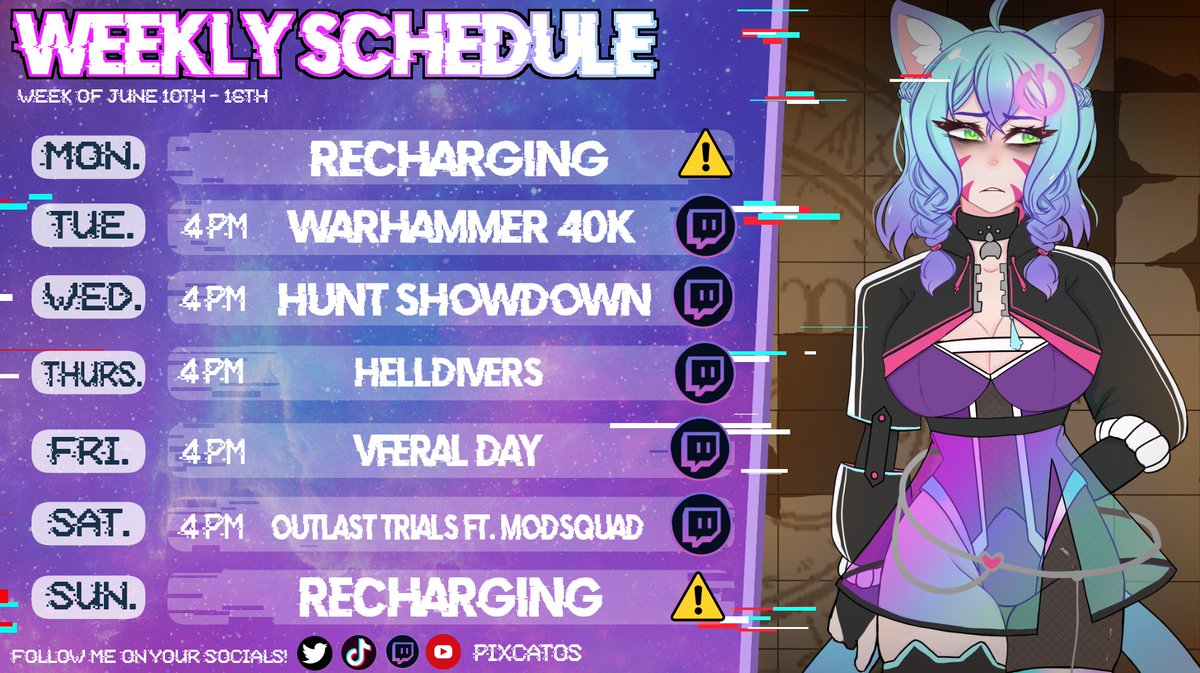 hyreina_VT's tweet photo. 🪐Schedule for the week!🪐

 https://t.co/xR3m6TZMBA 

#pixelive https://t.co/gbPMuUZEzR