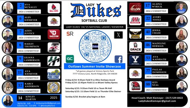 Liliana (@liliana_l_09) on Twitter photo Here is our schedule for our first showcase this weekend !! So excited to be back with <a href="/DukesMidwest/">Lady Dukes 18U National - Kiemeyer/Tesnar</a> 💙💙 <a href="/Huntington_SB/">Huntington Softball</a> <a href="/HU_Sports/">Huntington Foresters</a> Here is our schedule for our first showcase this weekend !! So excited to be back with <a href="/DukesMidwest/">Lady Dukes 18U National - Kiemeyer/Tesnar</a> 💙💙 <a href="/Huntington_SB/">Huntington Softball</a> <a href="/HU_Sports/">Huntington Foresters</a>