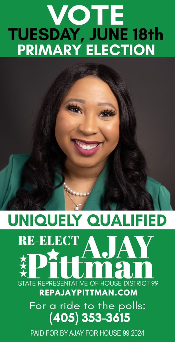 repajaypittman's tweet photo. Cast your vote for the re-election of Rep. Ajay Pittman on Tuesday, June 18th. Her dedicated service, proven track record, and commitment to House District 99 make her the best candidate. Let's unite and build a better future. #ReElectRepPittman #June18 #HD99 https://t.co/wZIBwfhuyu