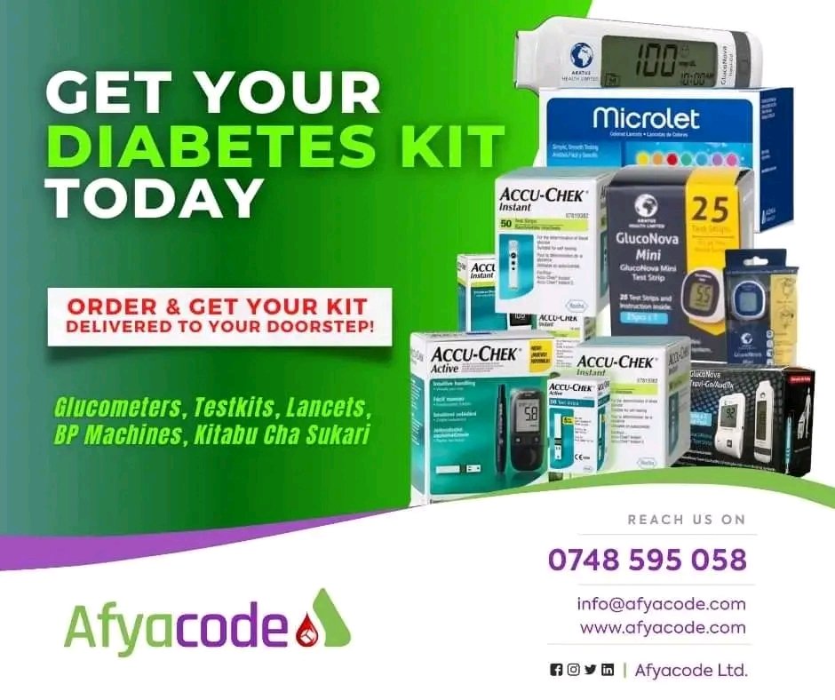afyacode's tweet photo. Get a diabetes kits affordably from our online shop - from glucometers, test strips , lancets, BP machines etc 

Visit https://t.co/9MboKoErDV Call 0768 912 688 #DiabetesManagement #Afyacode https://t.co/sKV2ZoUISA