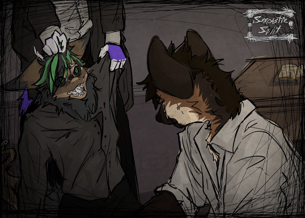 SarcasticSplit's tweet photo. More Vergil pieces! It's awesome to be a part of his "birth." Ommmmgggggg. I'm so excited to see their story continue to unfold! #Artist #furry #furryartist #mafiafurry #furryart https://t.co/I2zNzos1vz
