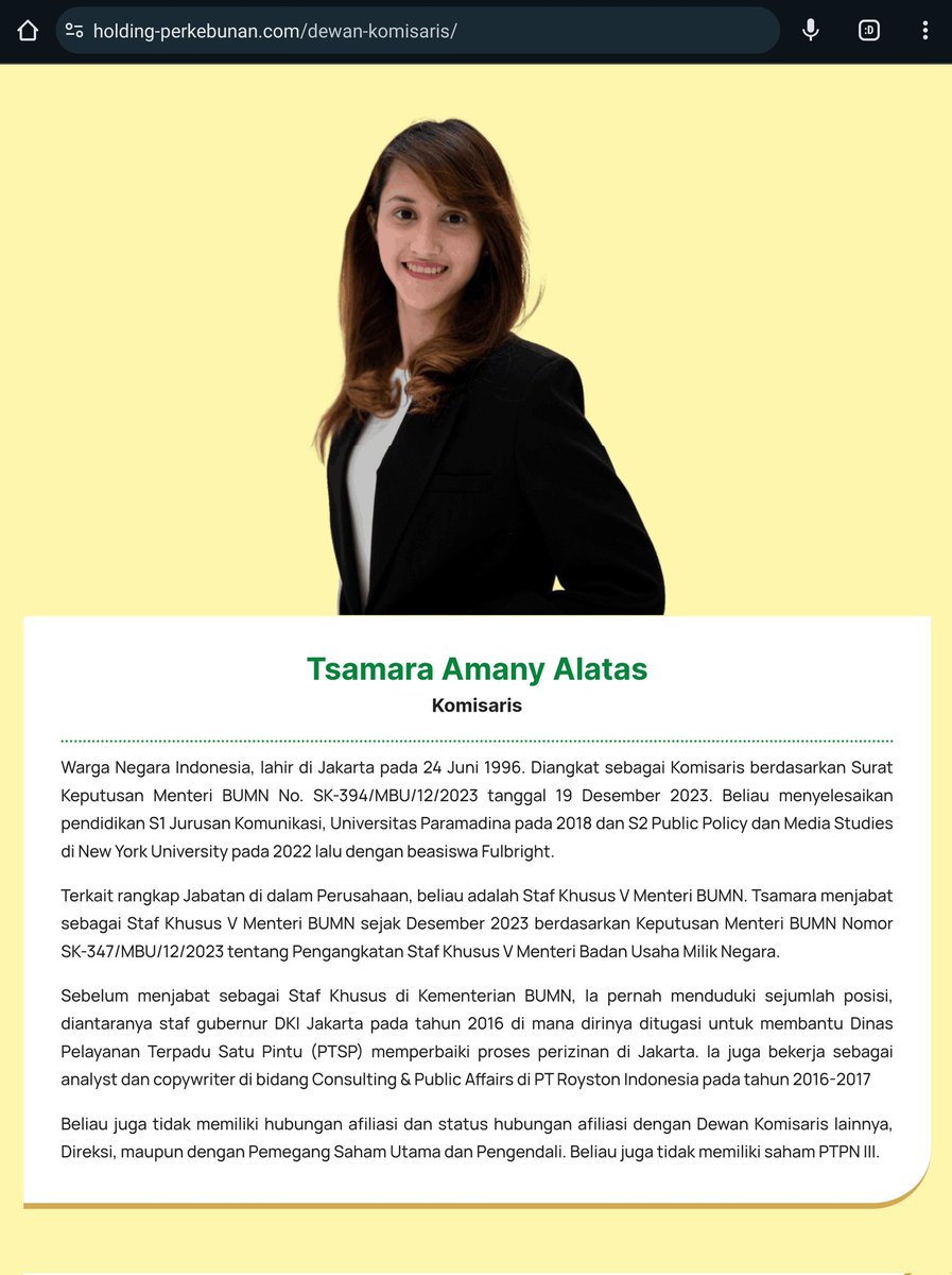 nenggsyifa's tweet photo. Kalo adek ini sejak kapan jadi Komisaris di PTPN? Kok aku baru tau 😅 https://t.co/uVBg7Ih6y4