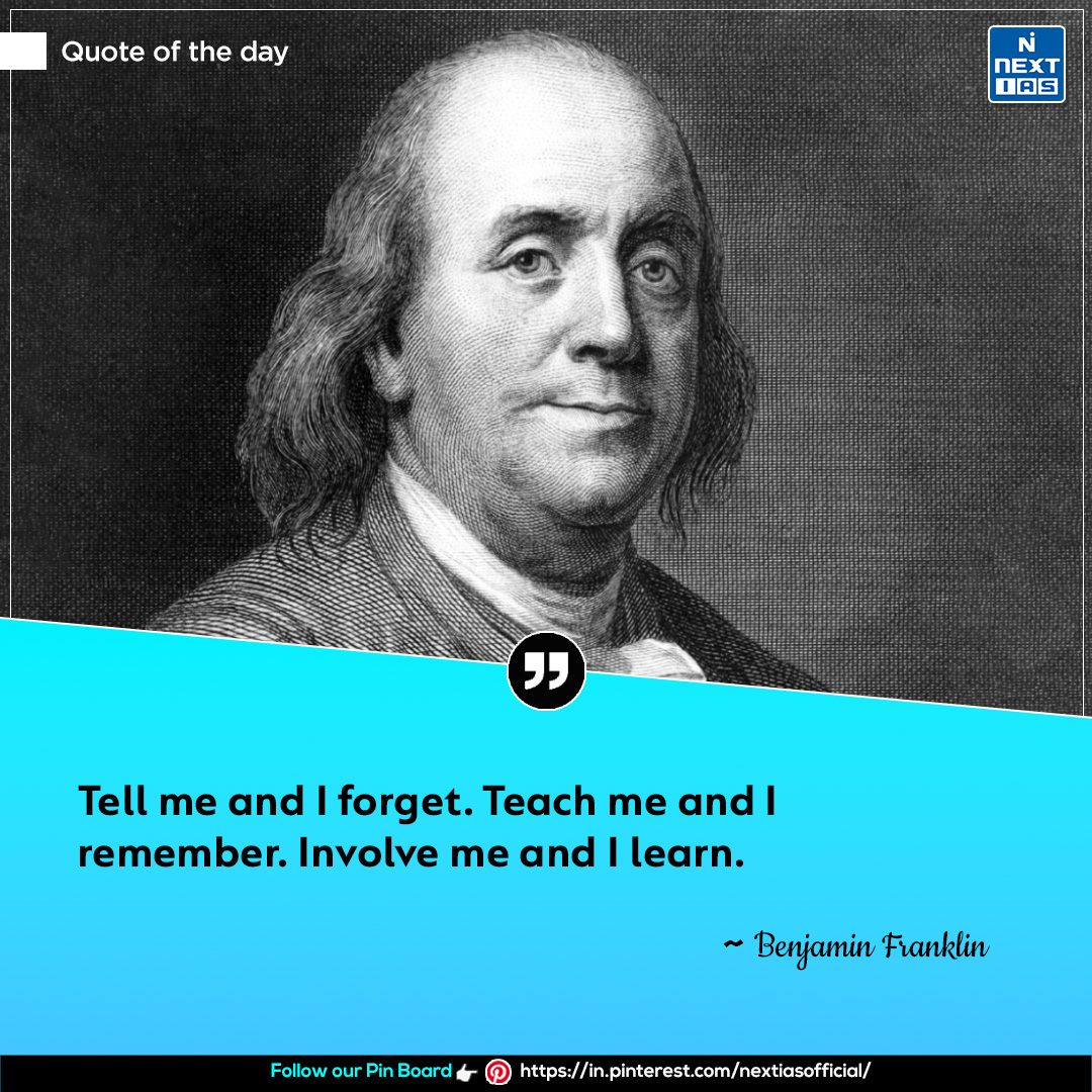 NEXTIAS_Delhi's tweet photo. Quote of the Day ✨

For more such quotes, visit: https://t.co/xJR0HIAzjj

#quoteoftoday #upsc #nextias #quotesdaily #BenjaminFranklin #consciouslearning https://t.co/in9M2AmRmi