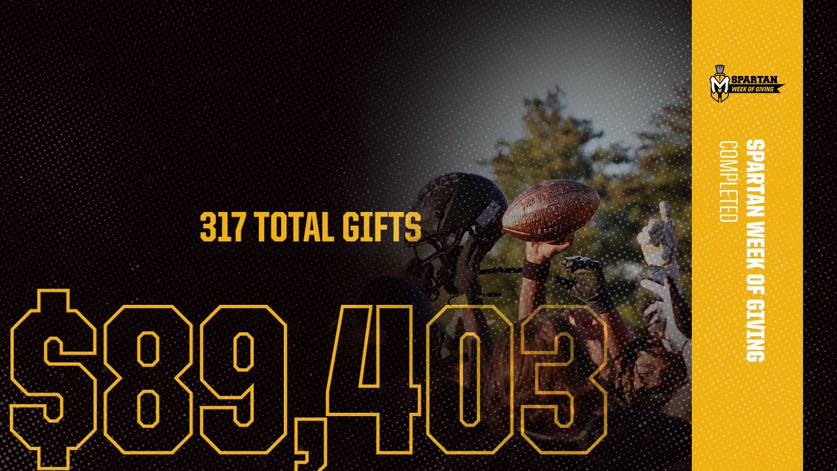 After a successful Spartan Week of Giving, Manchester Athletics crushed our goal of $75,000 and were able to hit over $89,000! Thank you to everyone who showed support to Manchester University and the student-athletes! #SWOG