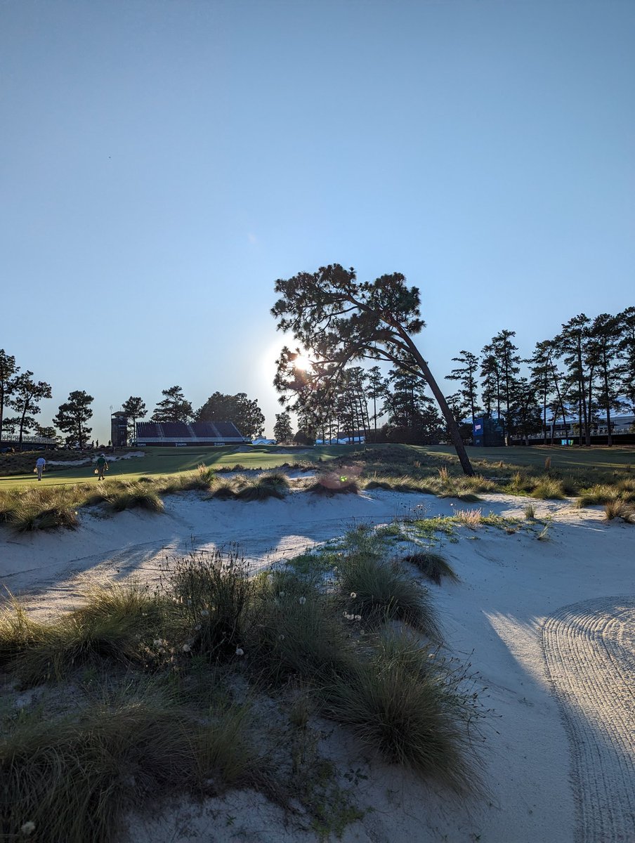 Sun setting on a perfect evening of practice rounds! <a href="/womeninturfteam/">Women in Turf Team</a> <a href="/usopengolf/">U.S. Open</a>