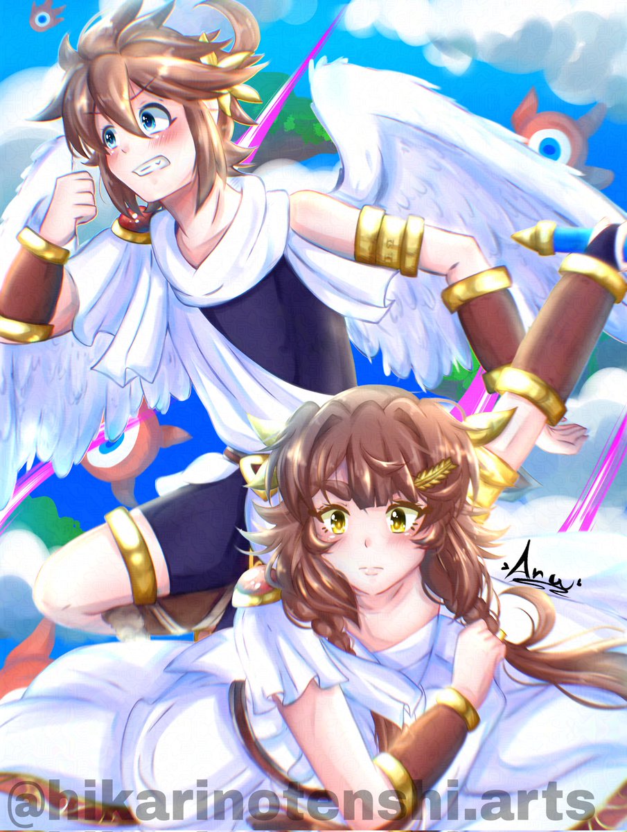hikarinoarts's tweet photo. ✨Well this is a drawing fresh out of the oven hehe, I drew my oc and pit in a battle in Skyworld, I hope you like it!!🙈🙈
✨I'm quite proud of this drawing hehe, maybe it looks a little strange but I think it's pretty 🤭🤭✨
#kidicarus #oc #pit #kidicarusuprising #kidicarus https://t.co/ftB4MjErG5
