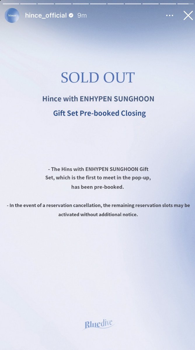 [INFO] 061124 

Hince with ENHYPEN SUNGHOON Gift Set Pre-Booking in Seongsu Popup Store for 3 days was SOLD OUT in 10 minutes! 😳🤍

SUNGHOON HINCE PRINCE MODEL
#SUNGHOONXHINCE
#오늘부터힌스아니고훈스
#HINCE #엔하이픈_성훈 
<a href="/ENHYPEN/">ENHYPEN OFFICIAL</a> <a href="/hince_official/">힌스 hince</a>