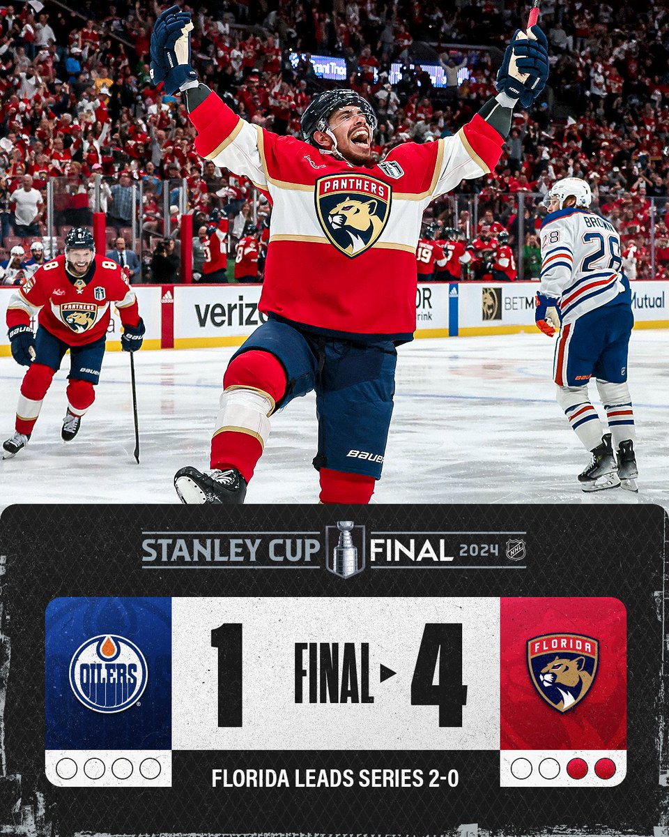 THE PANTHERS ARE HEADING NORTH WITH A 2-0 SERIES LEAD! 😼 #StanleyCup