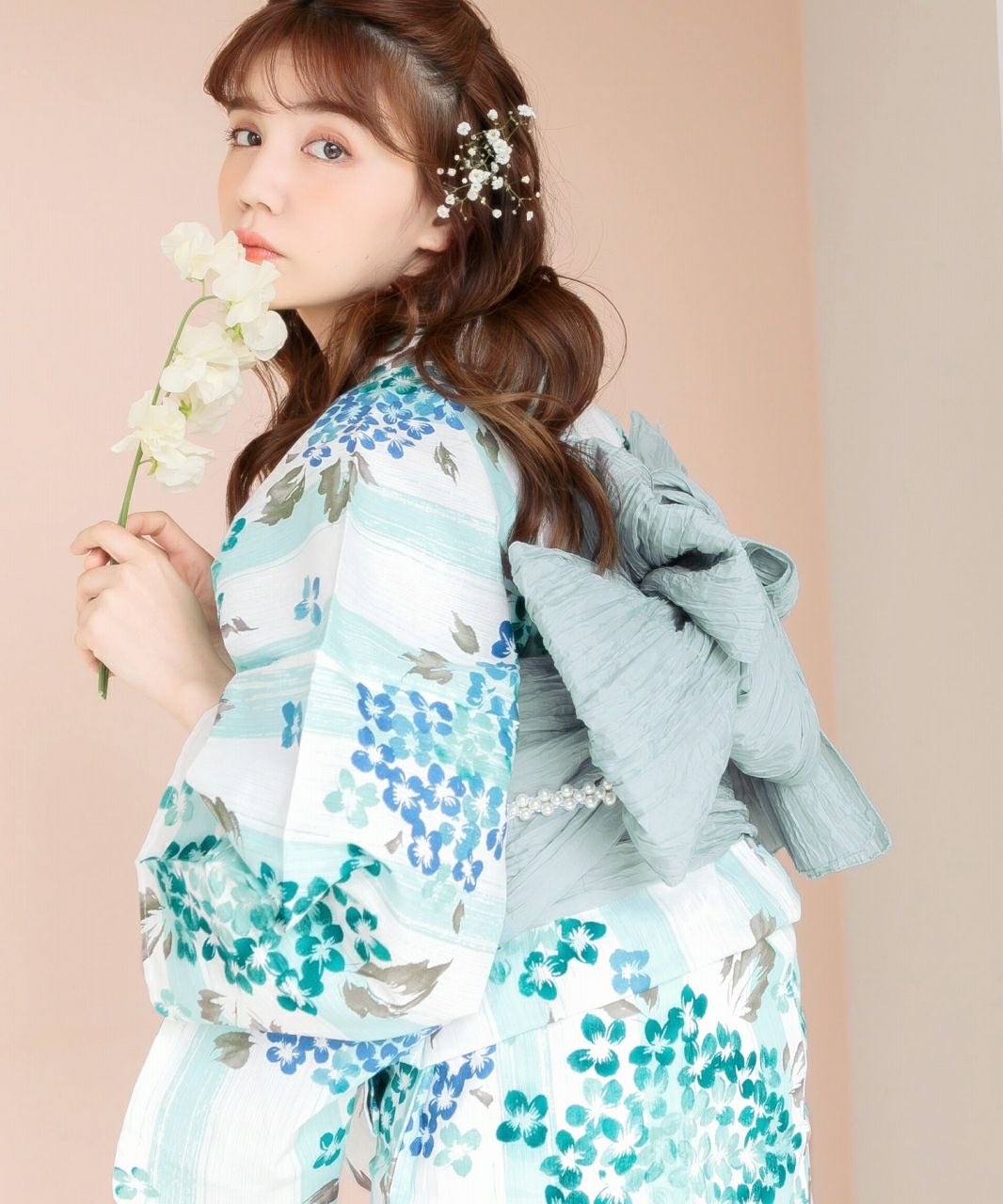 新品】dita 浴衣生成り色地に紫陽花
