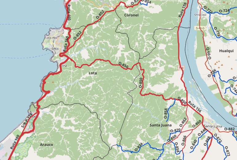 Desde y hacia Nacimiento preferir alternativas de Ruta Concepción Cabrero y Ruta 5. Desde y hacia Santa Juana preferir Ruta O-850 Cruce Ruta160 (Colcura) - Cruce O-862 (Huallerehue). Se hace un llamado a los conductores extremar medidas de seguridad.