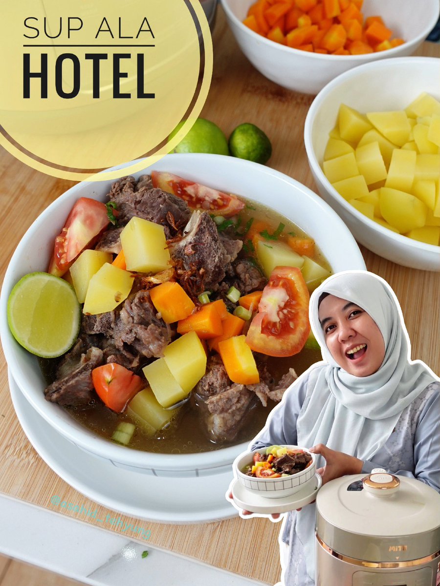AsahidTehyung's tweet image. Punya daging kurban kayak gini? 🥩 Sini, Teteh bongkar rahasia sup iga ala hotel. Banyak tips bermanfaat lho buat kamu. Jangan skip ya! 😉
#ResepSup #IgaSapi #KulinerRumahan #MakananLezat