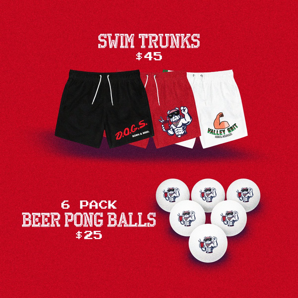 GetThatVV's tweet image. The SUMMER COLLECTION is LIVE! bit.ly/GTVVSHOP

$30 - Beer Pong T-Shirt (S-5XL)
$30 - Bucket Hat (Small &amp;amp; Large)
$45 - Swim Trunks (XS-3XL)
$25 - Beer Pong Balls (6-Pack)

(dm to place order)
#GetThatVV #Summer