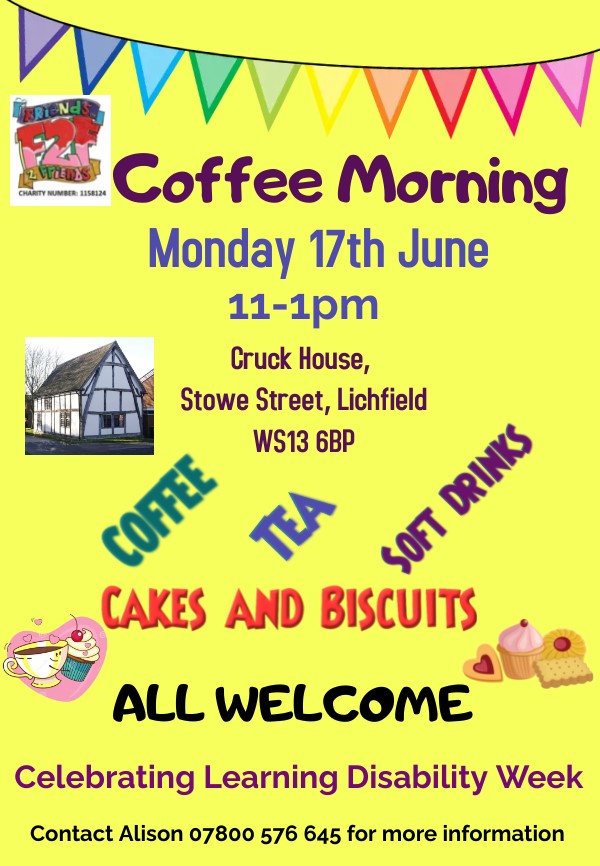 We are pleased to announce that local labour candidate,  <a href="/DaveR_Lichfield/">Dave for Lichfield, Burntwood & the Villages</a>  has offered to come along to our coffee morning to celebrate #LearningDisabilityWeek He will also answer any questions from whoever comes along ALL WELCOME #Lichfield
